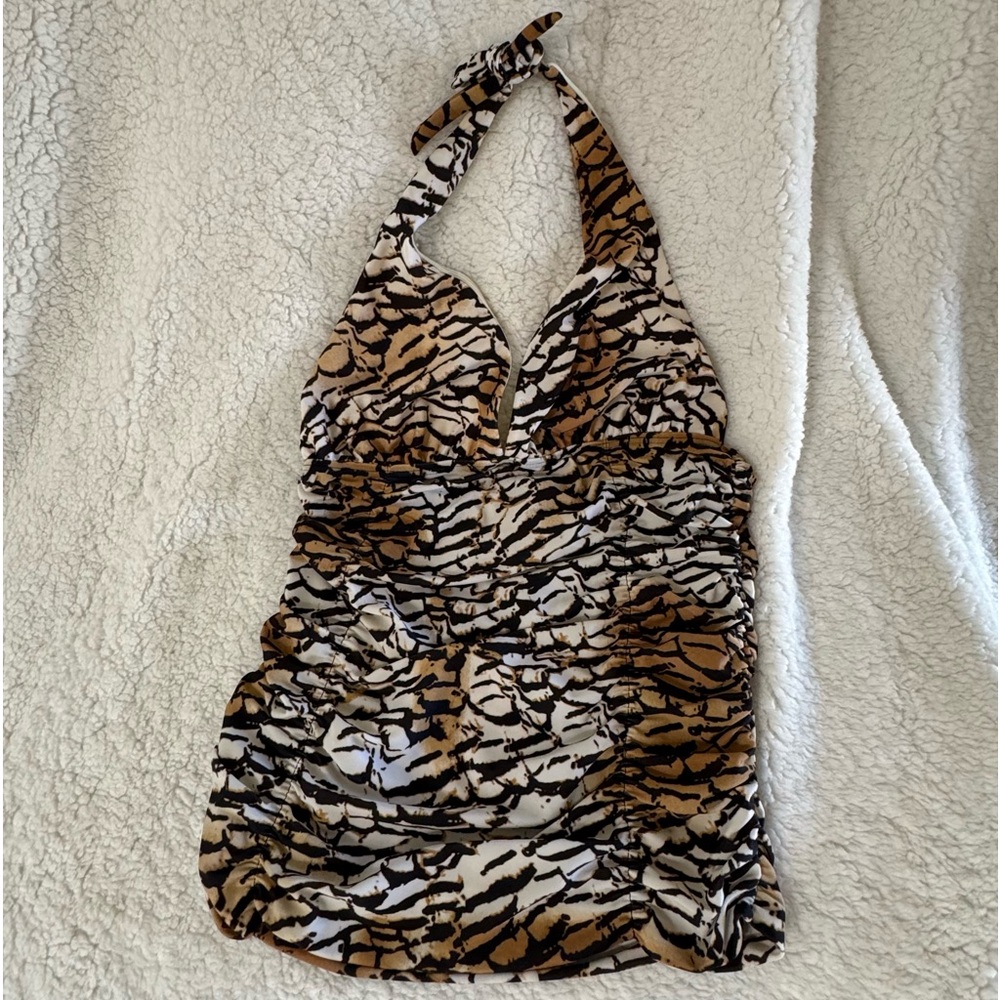 SWIM SYSTEMS HALTER/TANKINI SWIM TOP SIZE D ANIMAL PRINT
